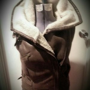 Brown faux leather biker vest